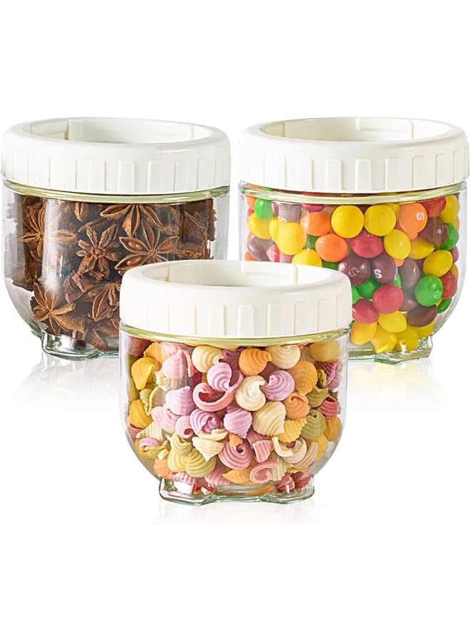 إكسفور برطمانات زجاجية لتخزين الطعام مع أغطية، سعة 450 مل، عبوة من 3 عبوات صغيرة مقاومة للتسرب وقابلة للتكديس، مثالية لتخزين الشوفان والحبوب طوال الليل، برطمانات زجاجية شفافة فارغة لتنظيم المطبخ - Image 1