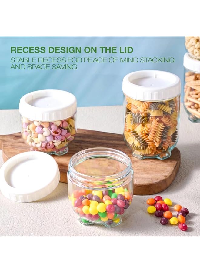 إكسفور برطمانات زجاجية لتخزين الطعام مع أغطية، سعة 450 مل، عبوة من 3 عبوات صغيرة مقاومة للتسرب وقابلة للتكديس، مثالية لتخزين الشوفان والحبوب طوال الليل، برطمانات زجاجية شفافة فارغة لتنظيم المطبخ - Image 5