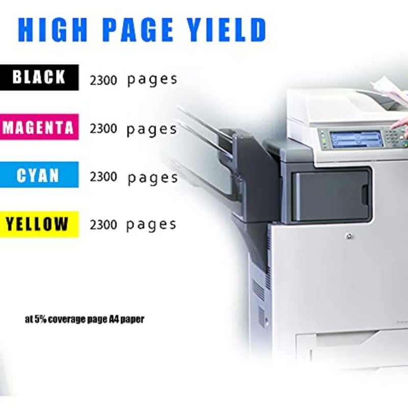 خرطوشة حبر بديلة للطابعة HP Laserjet Pro M452dw/M452nw/M452dn/M377dw/M477fdw/M477fnw/M477fdn، متوافقة مع CF410A/CF411A، أسود/أرجواني/سماوي/أصفر، عالية الإنتاجية، ودقة ألوان ثابتة - Image 3