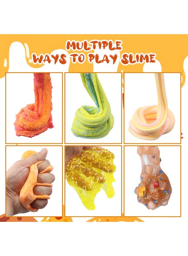 FLYHSO 6 Packs Slime Kit - Cloud Slime, Butter Slime & Clear Slime, Crunchy Slime for Kids with Various Slime Add-ins, Includes 12 Cute little Accessories,6 packs of DIY Polymer Clay Sheets for Food Toy Crafts Kit,Non Stick Slime Party Favors for Girls and Boys, 420ml Kids Slime - Image 5