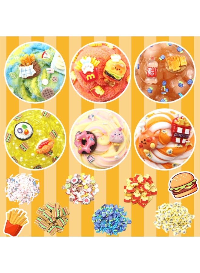 FLYHSO 6 Packs Slime Kit - Cloud Slime, Butter Slime & Clear Slime, Crunchy Slime for Kids with Various Slime Add-ins, Includes 12 Cute little Accessories,6 packs of DIY Polymer Clay Sheets for Food Toy Crafts Kit,Non Stick Slime Party Favors for Girls and Boys, 420ml Kids Slime - Image 2