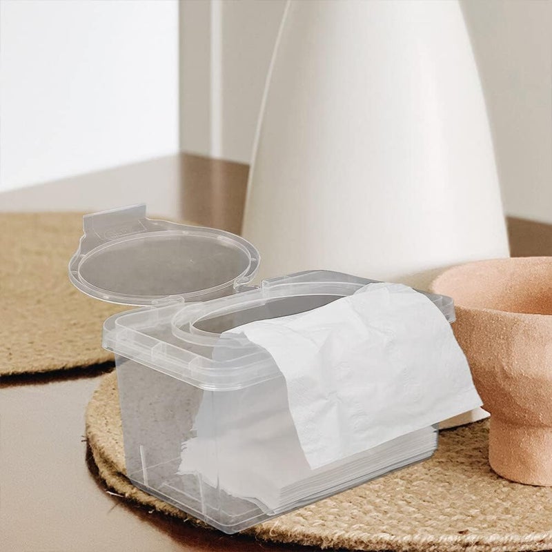 Sewroro 2pcs Wipes Dispenser Transparent Tissue Box Holder Baby Wipe Holder Refillable Wipe Container Case for Home Office - Image 2