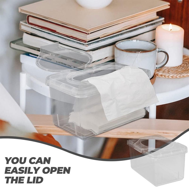 Sewroro 2pcs Wipes Dispenser Transparent Tissue Box Holder Baby Wipe Holder Refillable Wipe Container Case for Home Office - Image 5