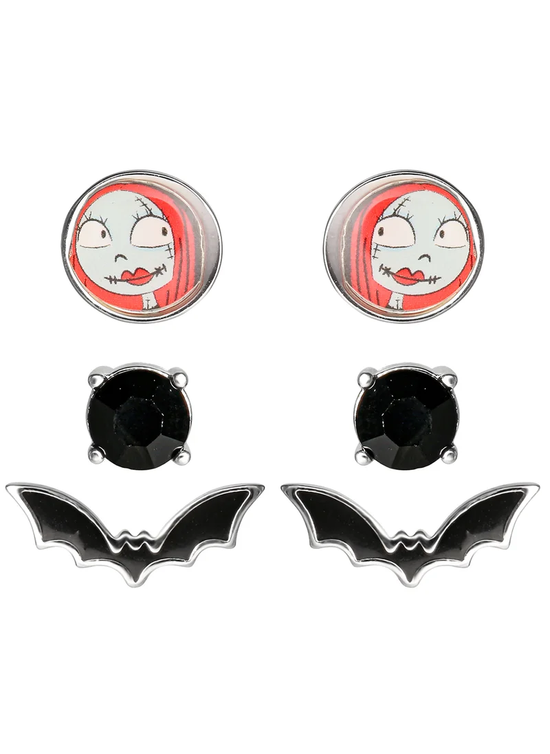 Disney Disney Nightmare BC Black, Red And Light Blue Silver Plated Brass Enamel 3 Pieces Earring Set SF00270RRHL