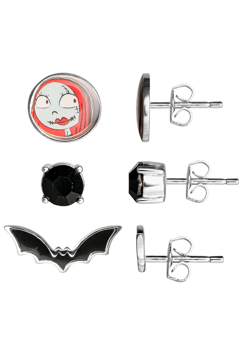 Disney Disney Nightmare BC Black, Red And Light Blue Silver Plated Brass Enamel 3 Pieces Earring Set SF00270RRHL