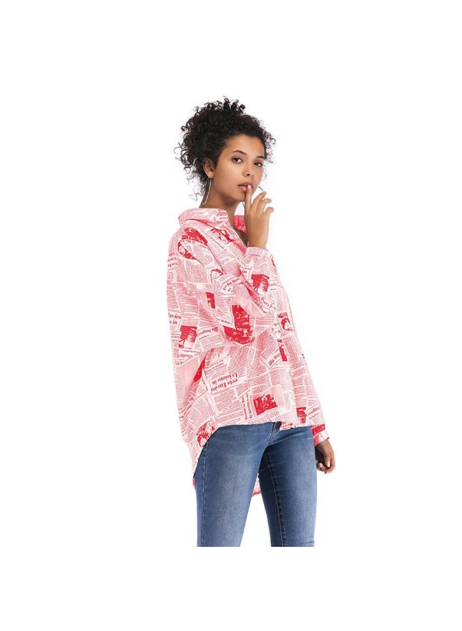 VUELO Europe And The United States Autumn New Long Sleeve Letter Printing Newspaper Shirt Women's Loose Trend Design Feeling  - Image 2