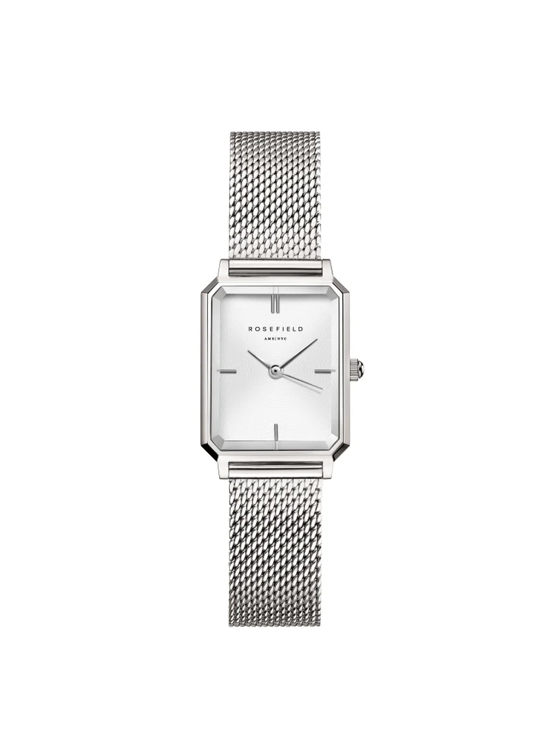 RoseField Rosefield The Octagon XS Mesh White Silver Women Watch - OWSMS-O74