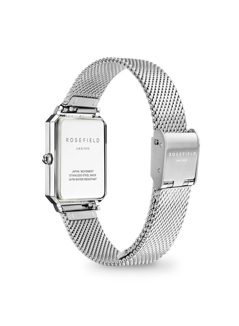 RoseField Rosefield The Octagon XS Mesh White Silver Women Watch - OWSMS-O74