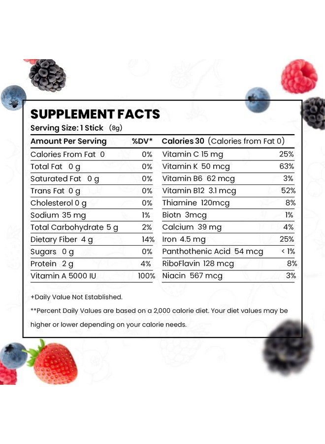 Stickpack Box Wild Berry Organic Superfood ; Essential Blend Of Raw Foods Superfoods And Sea Vegetables ; Vegan ; Usda Organic ; Non Gmo Sugar Free Soy Dairy & Gluten Free ; 15 Stickpack