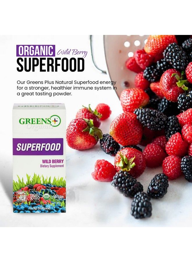 Stickpack Box Wild Berry Organic Superfood ; Essential Blend Of Raw Foods Superfoods And Sea Vegetables ; Vegan ; Usda Organic ; Non Gmo Sugar Free Soy Dairy & Gluten Free ; 15 Stickpack