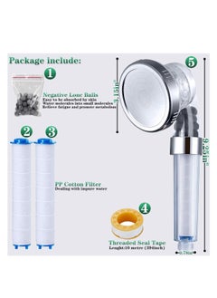 spa luxetique PUJANE PP Cotton Filter Shower Head, 3 Modes High Pressure Ionic Handheld Showerhead, Water Saving Filtered Shower Head, Extra Ionic Stones and Cotton Filter  - Image 2