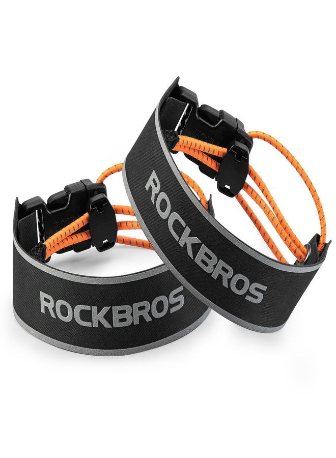 ROCKBROS Bike Pants Strap Cycling Reflective Ankle Bands Adjustable Pant Leg Straps for Biking Cuff Wrist Ankle Bands Backpack Strap for Running,Walking,Jogging 2 PCS - Image 1