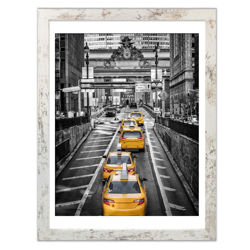 Finefrarm 12x16 Frames Display 11x14 Picture with Mat or 12 x 16 Photo Without Mat Rustic Style Picture Frame Wall Art for Living Room Wall Mounting Decor