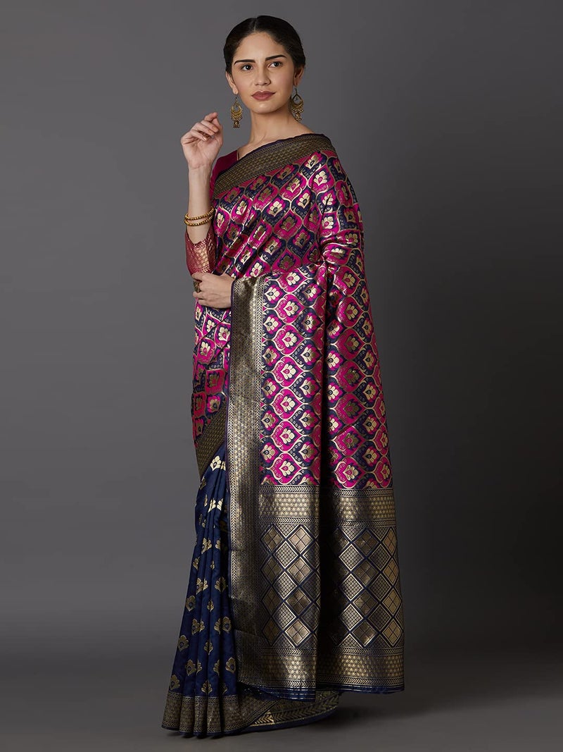 LACOSSI Pure Fancy Kanjivaram Jacquard Silk Saree Banarasi Silk Saree Rich Pallu Design Woven Jacquard Trendy Special Occassion Wear With Unstitched Blouse Piece 2025 Trendy (Apple-2642) - Image 2