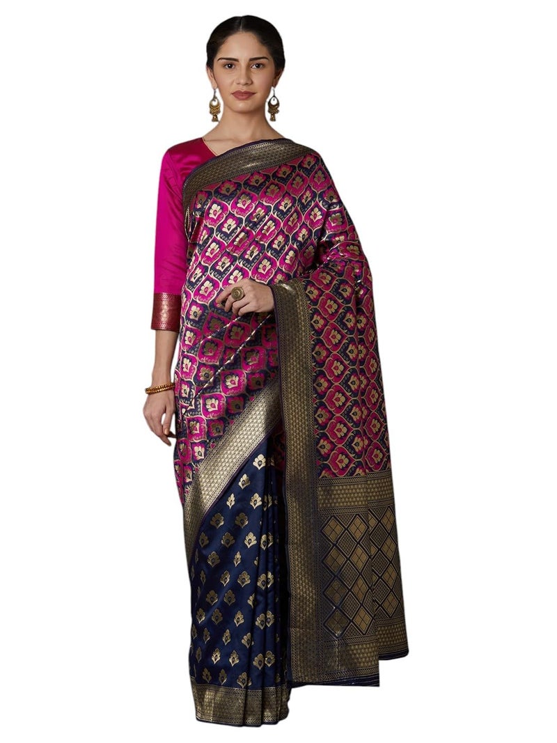 LACOSSI Pure Fancy Kanjivaram Jacquard Silk Saree Banarasi Silk Saree Rich Pallu Design Woven Jacquard Trendy Special Occassion Wear With Unstitched Blouse Piece 2025 Trendy (Apple-2642) - Image 1