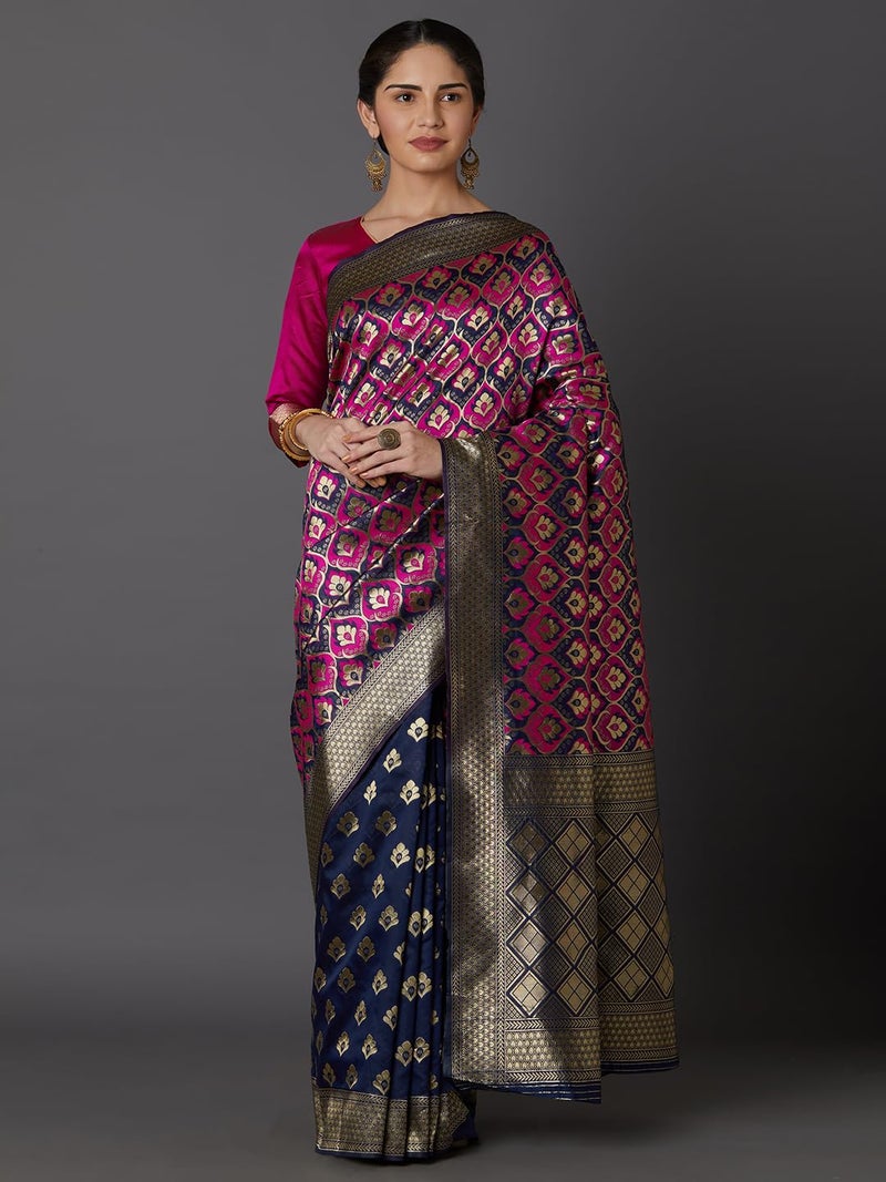 LACOSSI Pure Fancy Kanjivaram Jacquard Silk Saree Banarasi Silk Saree Rich Pallu Design Woven Jacquard Trendy Special Occassion Wear With Unstitched Blouse Piece 2025 Trendy (Apple-2642) - Image 3