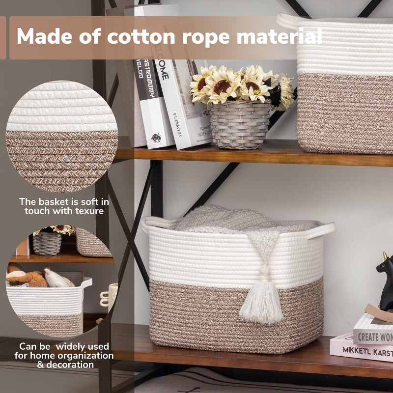 Goodpick Cube Storage Bins - Shelf Baskets for Toys Storage, Closet Storage Bins for Towel Book Clothes, Woven Basket for Shelves Baby Laundry Basket, 13''x10''x9'' - Image 4