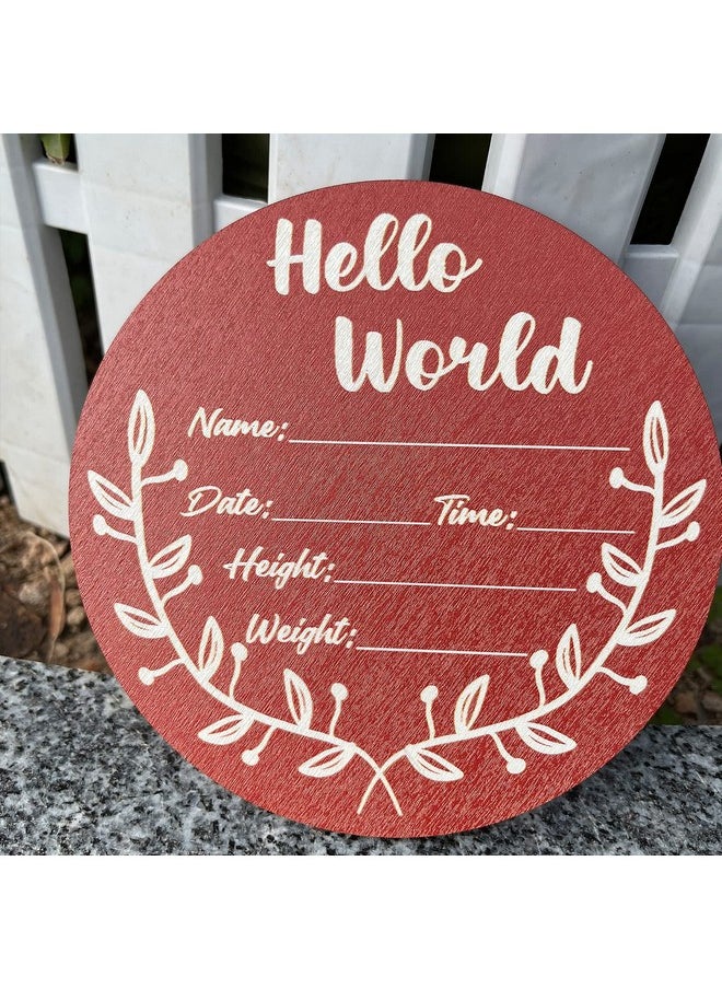 MLOLM Newborn Announcement Sign For Hospital Wooden Birth Announcement Sign 5.8 In Baby Name Signs For Nursery Hello World Newborn Sign For Photo Prop Baby Shower Nursery Wall Décor 1Pcs (Cherry Color)  - Image 4