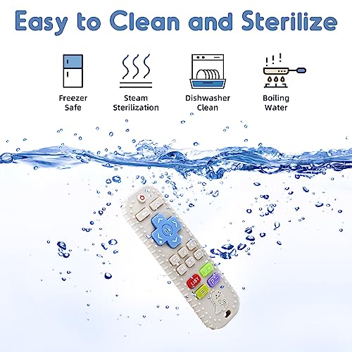 AiTuiTui Teething Relief Teethers Toys for Babies 3-6-12 Months Gifts, Food Grade Silicone Sensory Remote Control Baby Teether Bath Toys for 9 18 Months Newborn Infant Boy Girl Autism, Beige - Image 4
