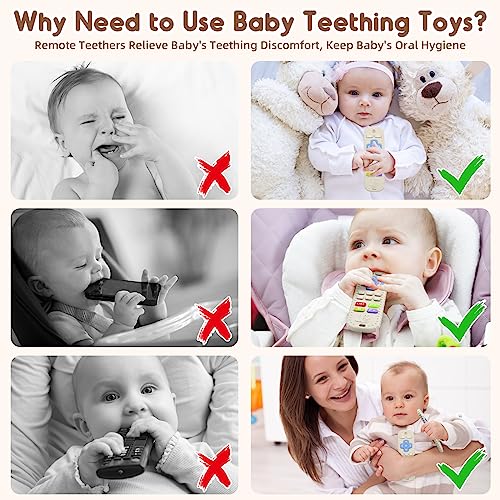 AiTuiTui Teething Relief Teethers Toys for Babies 3-6-12 Months Gifts, Food Grade Silicone Sensory Remote Control Baby Teether Bath Toys for 9 18 Months Newborn Infant Boy Girl Autism, Beige - Image 5