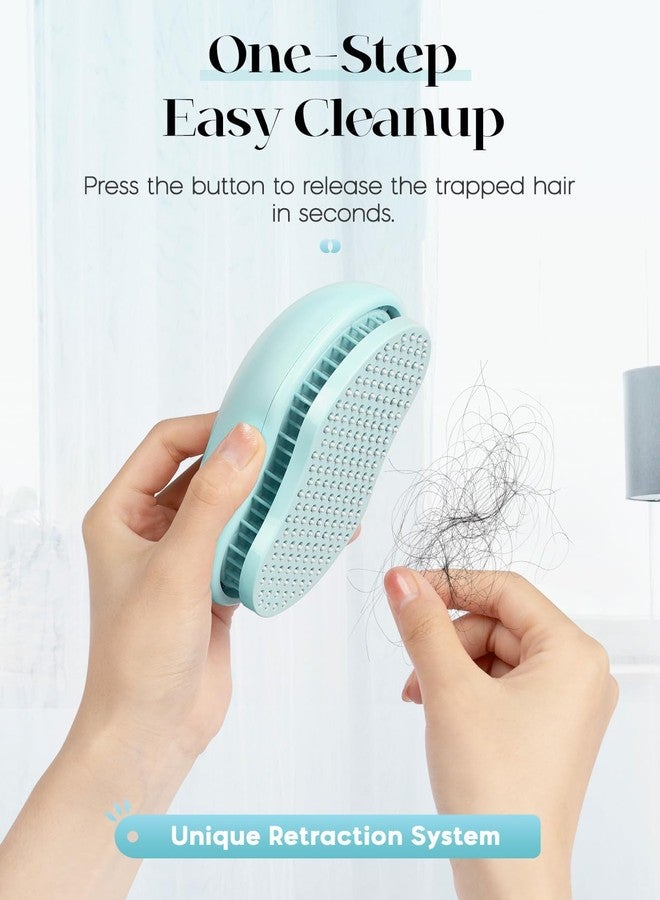 Keli Self Cleaning Comb for Women, One-Key Self-Cleaning Hair Brush Easy-to-Clean with One-Button Operation Round Head Massage Retractable Bristle Hairbrush for Effortless Hair Removal and Cleaning (Pack of 1) - Image 2