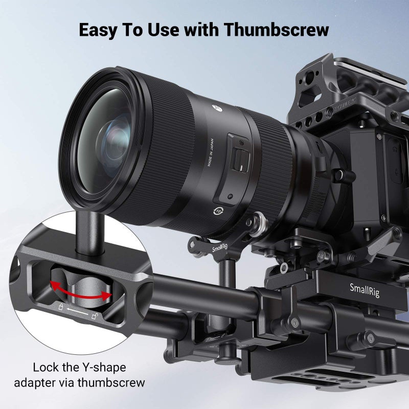 SMALLRIG Universal 15mm LWS Rod Mount Lens Support Bracket Height Adjustable for DSLR Camera Shoulder Rig - 2727 - Image 4