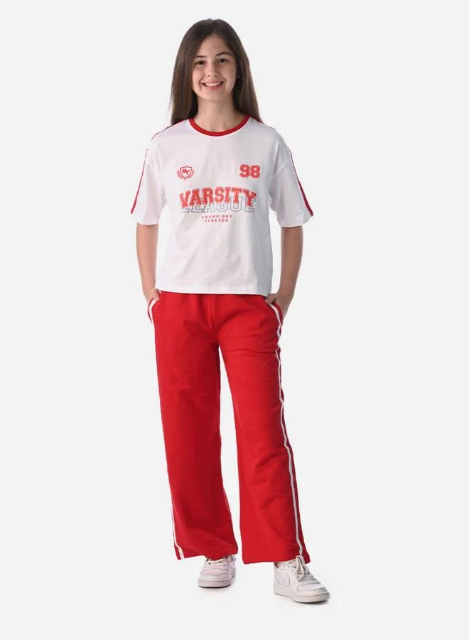victor and jane Victor and Jane Graphic Print Knit Crop Top and Wide-Leg Pants Set