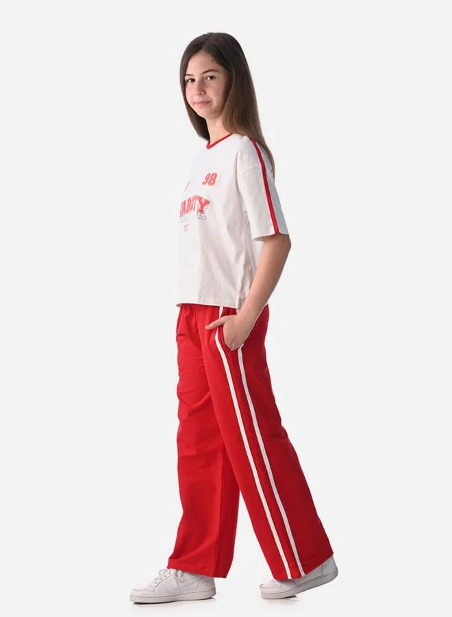 victor and jane Victor and Jane Graphic Print Knit Crop Top and Wide-Leg Pants Set