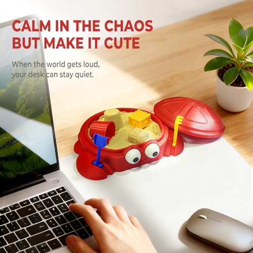 HouseBegan Mini Crab Sandbox Zen Garden for Desk Desktop Sand Box with Lid for Stress Relief Relaxing Office Desk Decor Funny Accessories Gift for Friend Coworkers Bosses Birthdays - Image 3