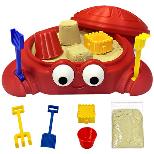 HouseBegan Mini Crab Sandbox Zen Garden for Desk Desktop Sand Box with Lid for Stress Relief Relaxing Office Desk Decor Funny Accessories Gift for Friend Coworkers Bosses Birthdays - Image 1