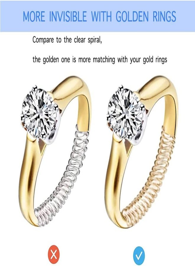 DROPOSALE Gold Ring Sizer Adjuster Tighter Loose Resizer Measuring Tool Rings Fit Spiral Silicone Invisible Waterproof Silicon Ring Sizer. for Men Women (Gold) - Image 4