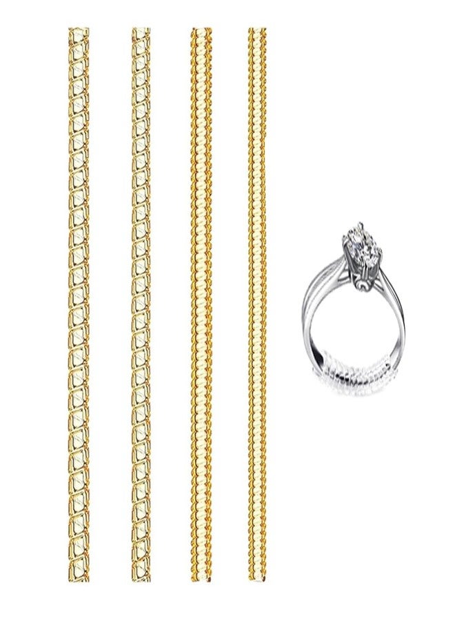 DROPOSALE Gold Ring Sizer Adjuster Tighter Loose Resizer Measuring Tool Rings Fit Spiral Silicone Invisible Waterproof Silicon Ring Sizer. for Men Women (Gold) - Image 1