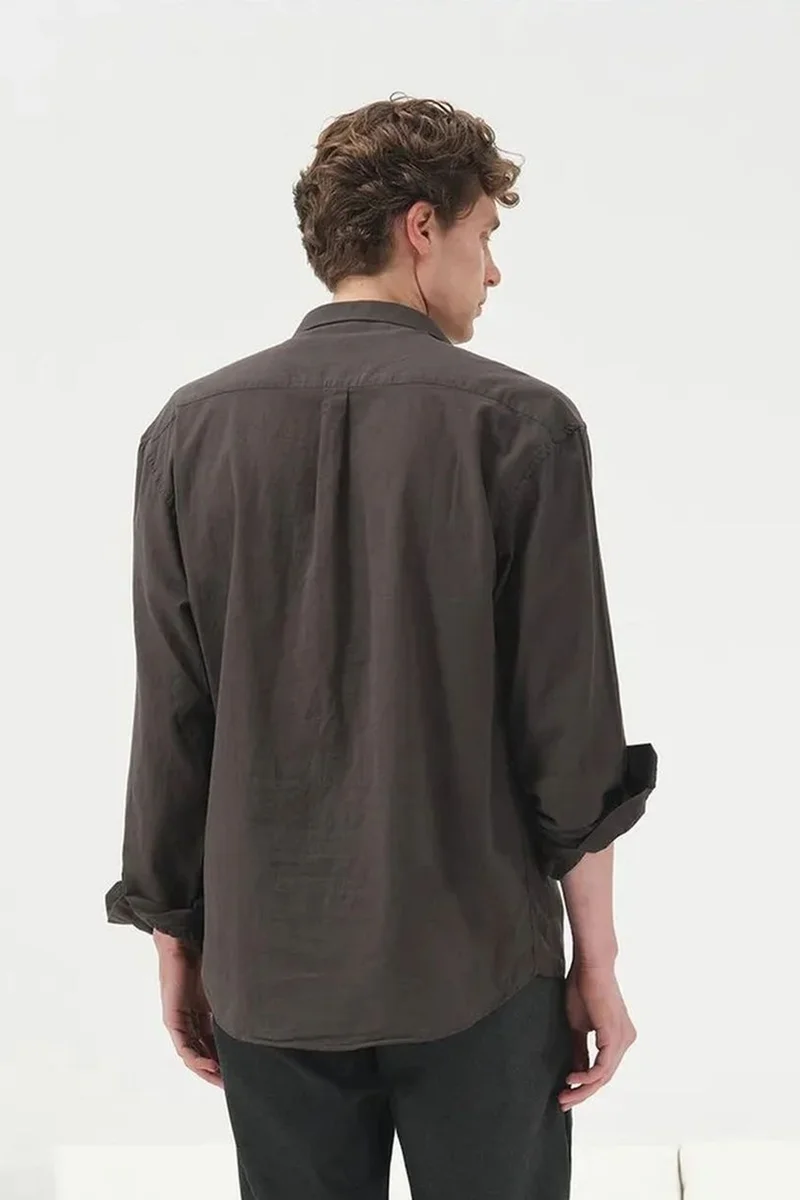Giesto Charcoal Grey GIESTO Regular Fit Long Sleeve Poplin Shirt for Men | Best Price UAE