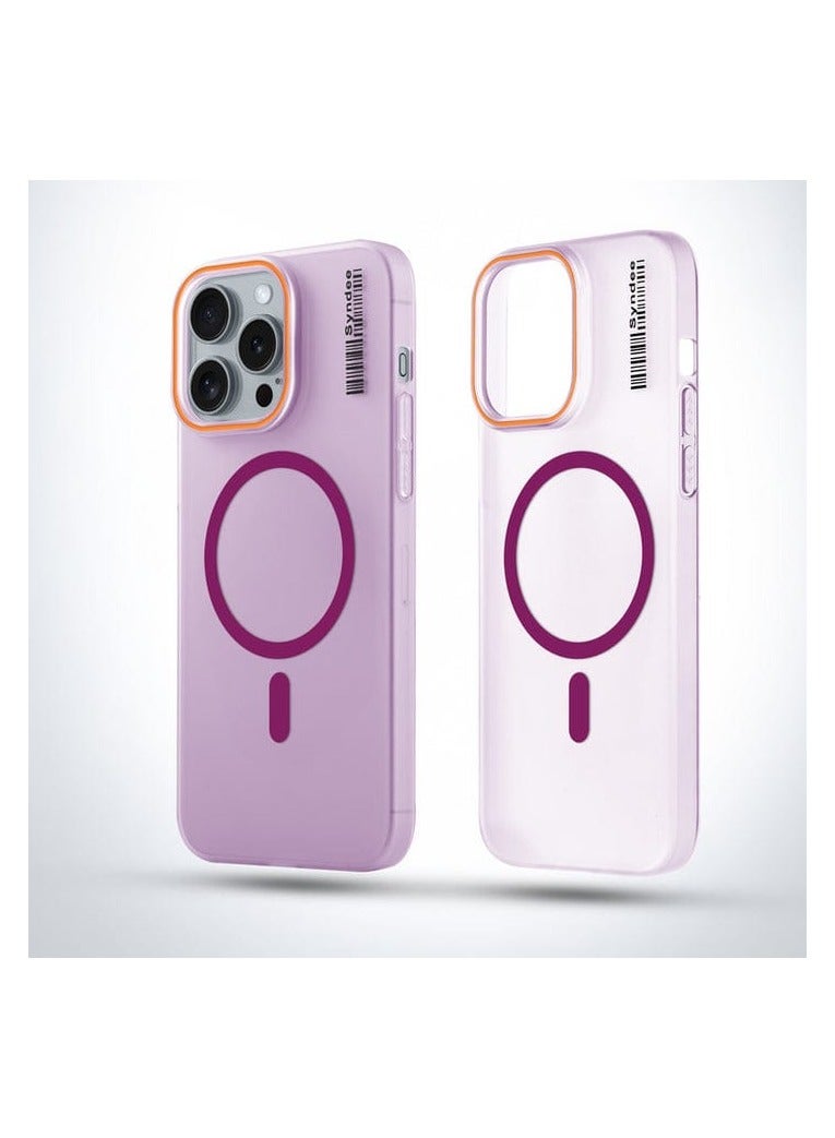 Elegant Colorful Frosted Matte Back With MagSafe Support Back Case For Apple iPhone 15PRO in(orange) - Image 2