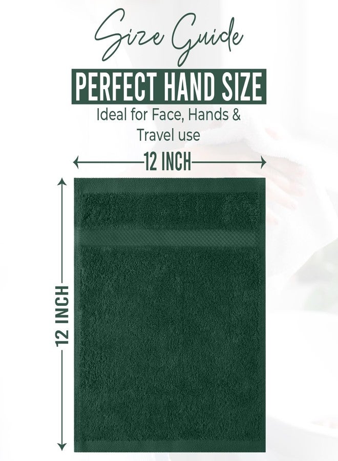 DAN RIVER 12-Pack Premium 100% Cotton Huntergreen Face Towels for Bathroom - Reusable Face Wash Cloths for Showering 12x12 Inches - 550 GSM Super Soft & Absorbent Luxury WashCloths for Body, Spa & Gym - Image 2