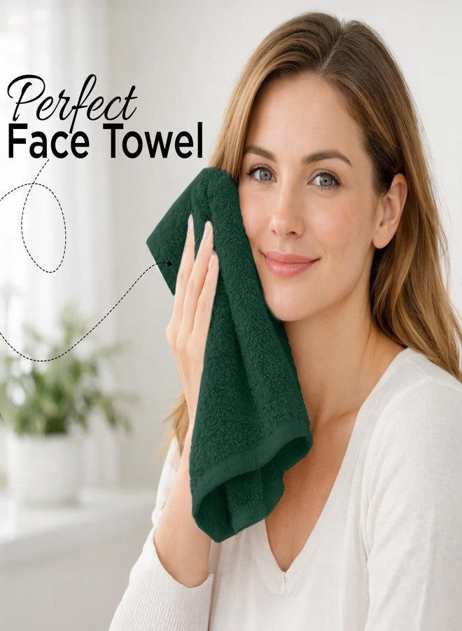 DAN RIVER 12-Pack Premium 100% Cotton Huntergreen Face Towels for Bathroom - Reusable Face Wash Cloths for Showering 12x12 Inches - 550 GSM Super Soft & Absorbent Luxury WashCloths for Body, Spa & Gym - Image 3