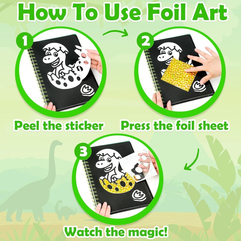 FUNNYB&G Foil Art Kit - Foil Crafts for Kids, Toys for Boys 4-10 Years Old, No Mess Travel Essentials, Kids Toys, Boys Gift, Birthday Gift, Coloring Books for Kids - Image 4