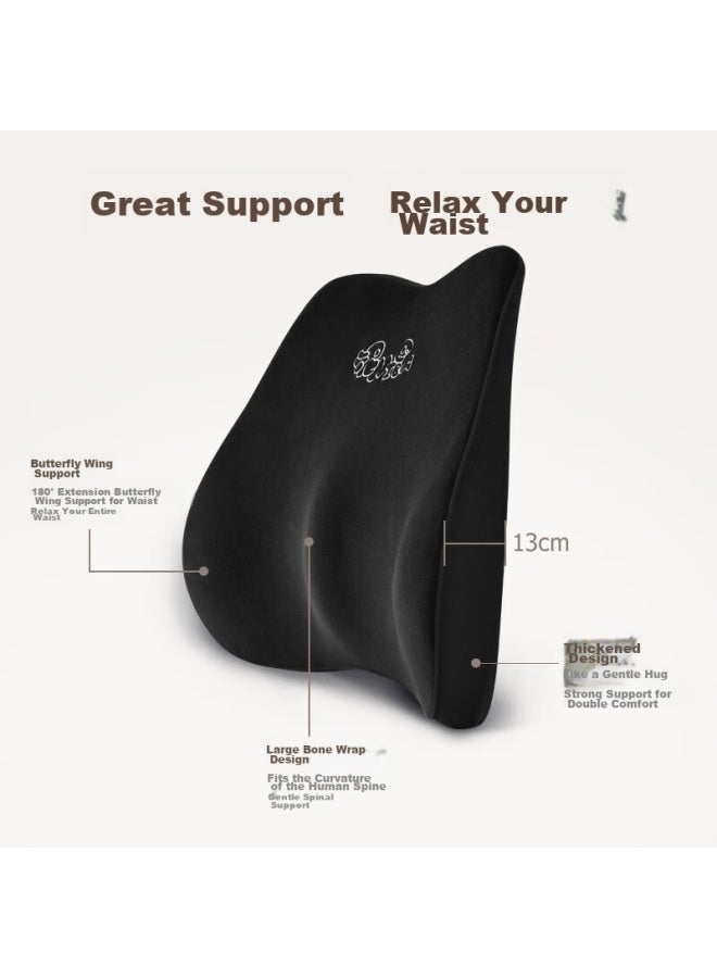 Icaroom Car Headrest And Lumbar Support Set, Memory Foam Pillow And Waist Pad, Car Seat Neck Pillow And Lumbar Cushion, Nb-662/632kt Classic Black - Image 3
