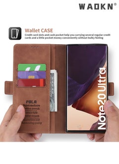 WAOKN Wallet Case for Samsung Galaxy S23 Ultra, Premium Leather Phone Case Back Cover Magnetic Detachable with Trifold Wallet Card Holder Pocket for Samsung Galaxy S23 Ultra (Brown)  - Image 3
