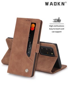 WAOKN Wallet Case for Samsung Galaxy S23 Ultra, Premium Leather Phone Case Back Cover Magnetic Detachable with Trifold Wallet Card Holder Pocket for Samsung Galaxy S23 Ultra (Brown)  - Image 4
