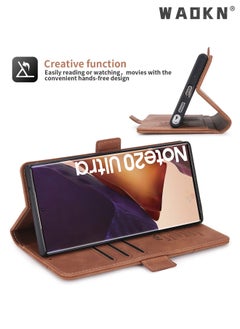 WAOKN Wallet Case for Samsung Galaxy S23 Ultra, Premium Leather Phone Case Back Cover Magnetic Detachable with Trifold Wallet Card Holder Pocket for Samsung Galaxy S23 Ultra (Brown)  - Image 5