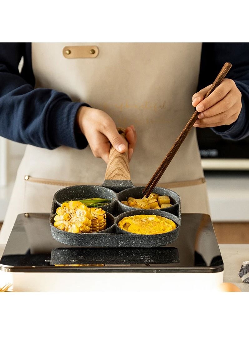 Generic - Kitchen Omelette Frying Pan, 4 Hole Frying Pan, Long Handle Non-Stick Egg Fryer (General for Induction Cooker) - Image 1