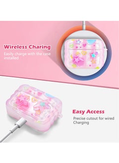 SYOSI Cute AirPods Pro 2 Case with Love Pendant Colorful Round Bead Keychain, Cute 3D Stars Pattern Design, Soft TPU Protective Shockproof Case for AirPods Pro for Girls Women Teens  - Image 3