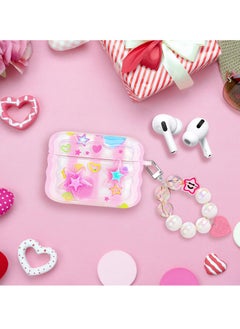 SYOSI Cute AirPods Pro 2 Case with Love Pendant Colorful Round Bead Keychain, Cute 3D Stars Pattern Design, Soft TPU Protective Shockproof Case for AirPods Pro for Girls Women Teens  - Image 4
