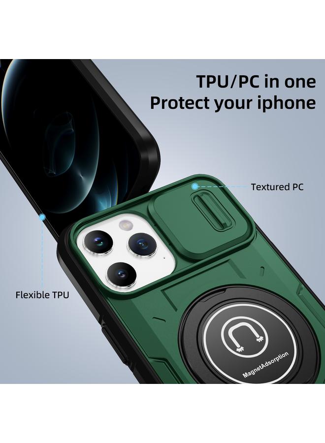 زبون جراب لهاتف iPhone 12 Pro Max مزود بحامل مغناطيسي من مادة TPU الهجينة مع حامل كاميرا منزلق لهاتف iPhone 12 Pro Max - Image 4