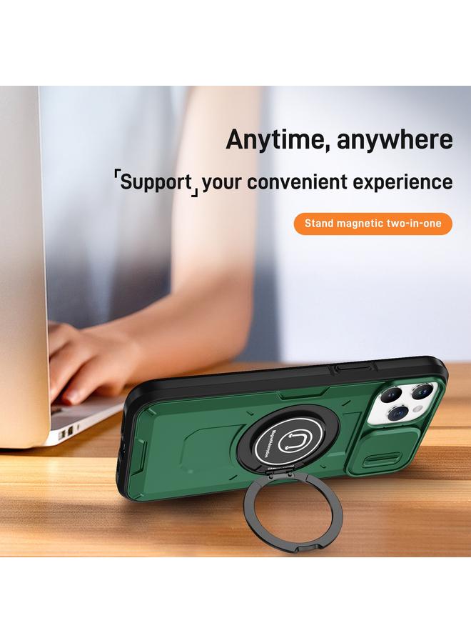 زبون جراب لهاتف iPhone 12 Pro Max مزود بحامل مغناطيسي من مادة TPU الهجينة مع حامل كاميرا منزلق لهاتف iPhone 12 Pro Max - Image 5