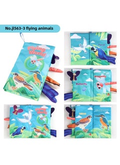 Generic Baby's Sea, Land And Air Tail Cloth Book Chinese And English Ocean Forest Flying Animal Palm Book Early Education Toys-Color:JL565-3 Flying Animals English Version 37.2G  - Image 1