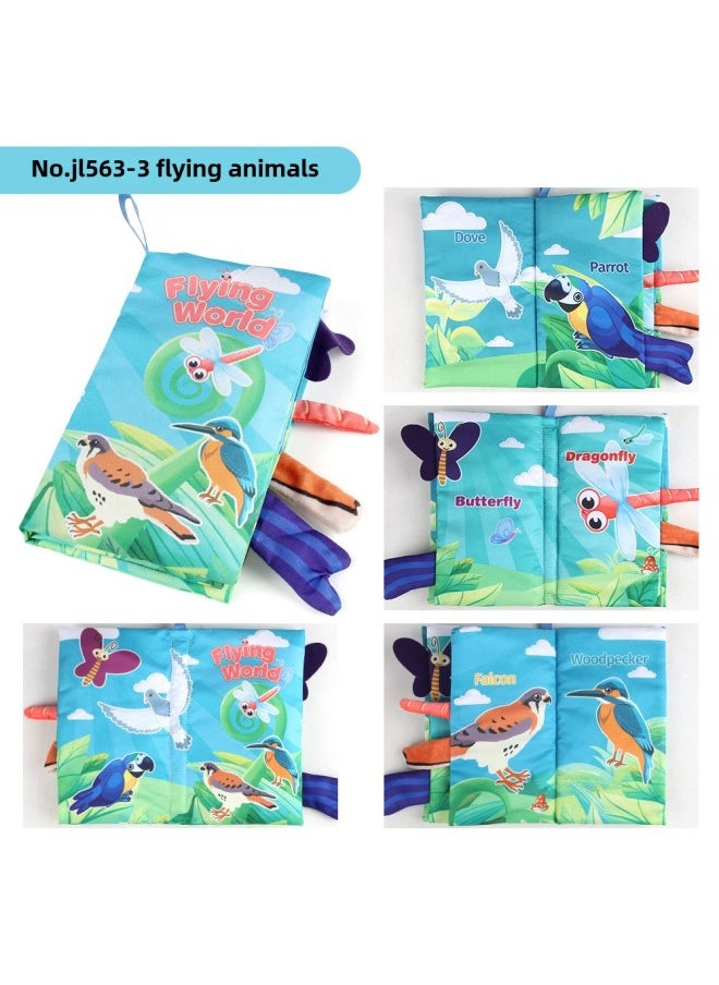 Generic - Baby's Sea, Land And Air Tail Cloth Book Chinese And English Ocean Forest Flying Animal Palm Book Early Education Toys-Color:JL565-3 Flying Animals English Version 37.2G - Image 1