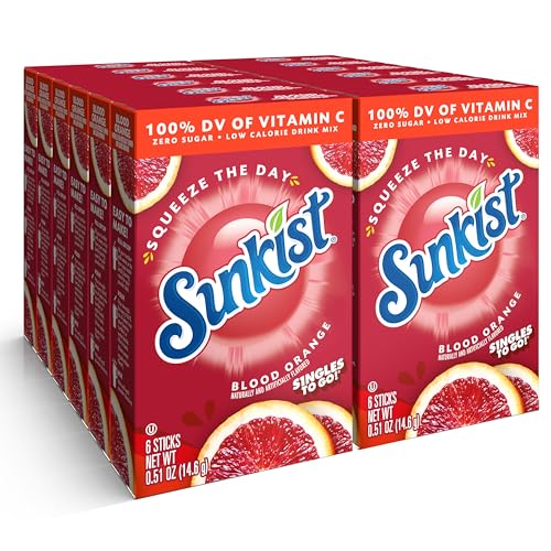 SINGLES TO GO! Singles to go Drink Mix Packets, Blood Orange, 6-Count Box – Powdered Drink Packets with Vitamin C, 72 Total Powder Sticks - Image 1