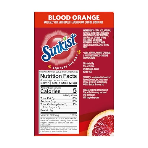 SINGLES TO GO! Singles to go Drink Mix Packets, Blood Orange, 6-Count Box – Powdered Drink Packets with Vitamin C, 72 Total Powder Sticks - Image 3